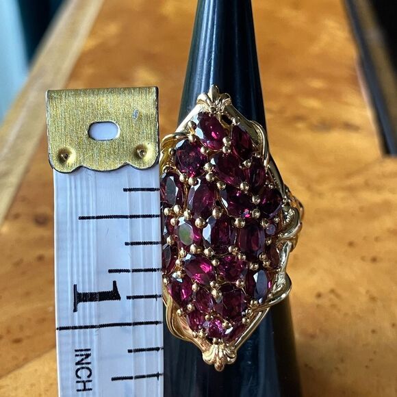 Natural Rhodolite Garnet Sterling Silver Cocktail Ring Size 6 - Picture 9 of 9